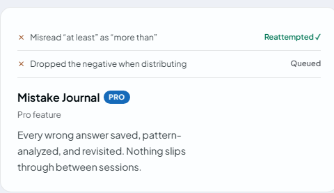 Mistake journal entries marked reattempted and queued